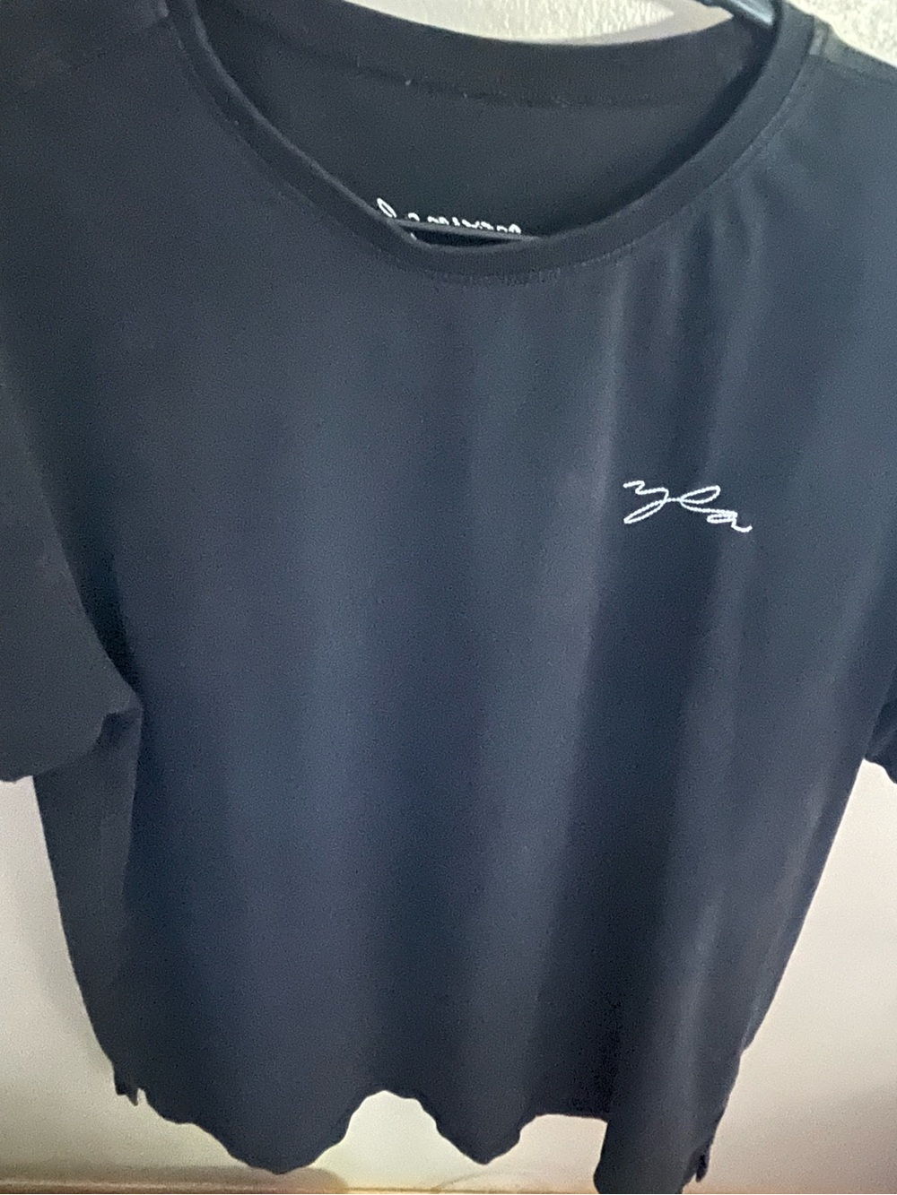 YoungLA Black Short-Sleeve Crewneck T-Shirt with White Script Logo
